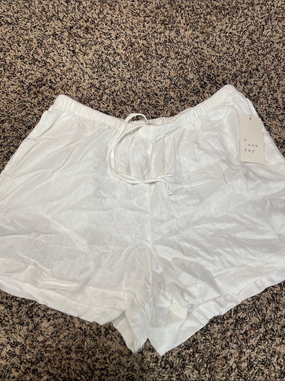 a new day Linen Blend Casual Shorts Pull On Elastic Waist M NWT